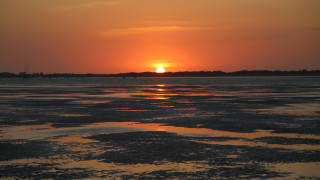 Sunset water boat clouds horizon 6 - charles ragland bunnell free wallpaper