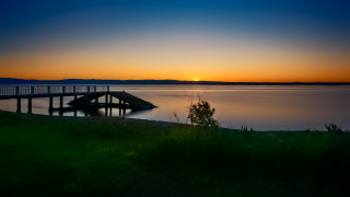 Hudson river sunset pier lake - top of a lake free wallpaper