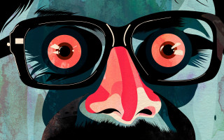 Monkey glasses beard mustache typographic - asaf hanuka free wallpaper