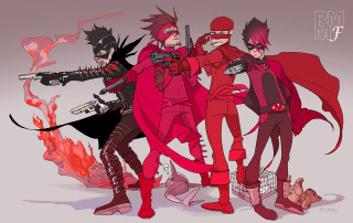 Costume group guns fire people - costume free wallpaper