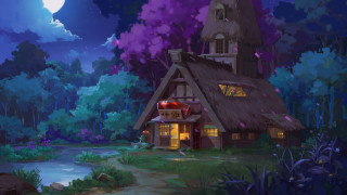 House woods fullmoon stream path - a pathway free wallpaper