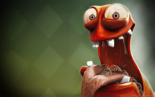 Cartoon character toothbrush water dripping - mouth free wallpaper