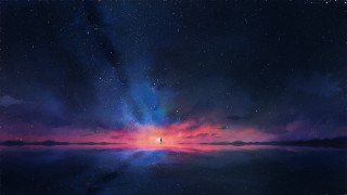Water starry sky boat galaxy - galaxy free wallpaper