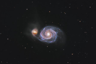 Spiral galaxy bright blue center - astrophotography free wallpaper