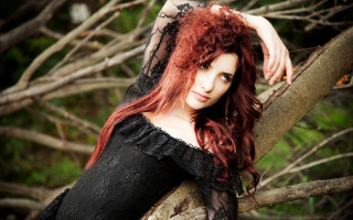 Redhair gothicwoman branch forest outdoors - a tree branch free wallpaper for desktop