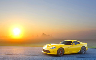 Yellow sports car sunset sun - a yellow sports car free wallpaper for desktop
