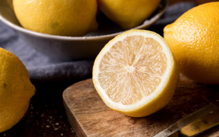 Lemon halved cuttingboard knife bowl - a cutting board free wallpaper