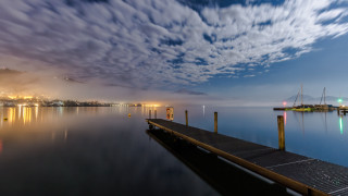 Dock boat city clouds evening - the sky above free wallpaper