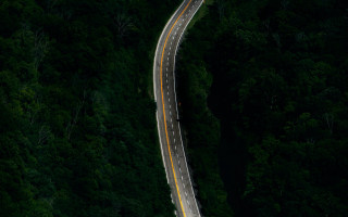 Long road forest truck minimalism - a truck free wallpaper