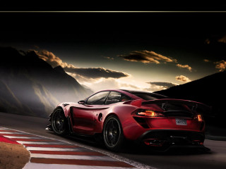 Red sports car night road 4 - matte drawing free wallpaper for desktop