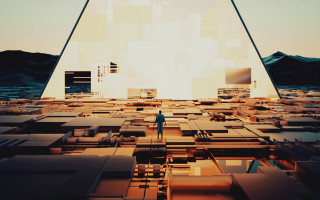 Desert pyramid city mountains sunset - cinema 4 d free wallpaper