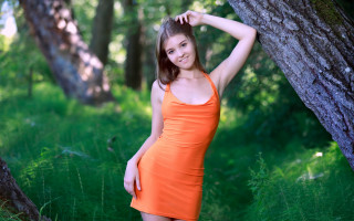 Orange dress forest elina karimova - an orange dress free wallpaper