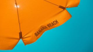 Orange umbrella banana beach blue - summer vibrancy free wallpaper