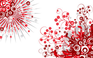 Red white background light burst - a flower design free wallpaper