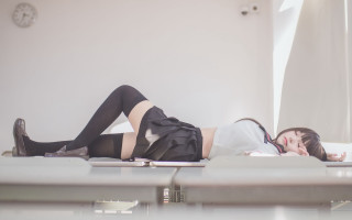 Woman bedside sitting clock animestyle - a clock in the background free wallpaper