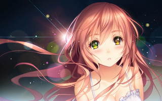 Pink haired girl starry sky - luminous free wallpaper