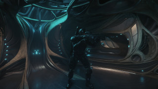 Futuristic man suit gun structure - a futuristic setting free wallpaper