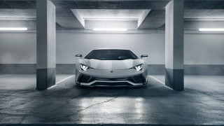 White sports car parking garage - the ceiling free wallpaper