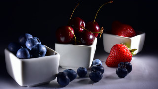 Bowl cherries blueberries strawberry table - corneille free wallpaper