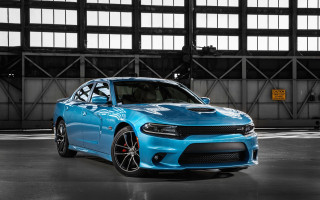 Blue dodge charger garage window 2 - a large window behind free wallpaper