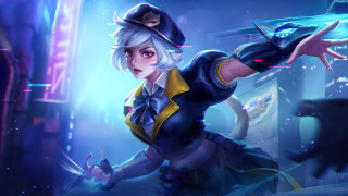 Woman cobra neon ally league - a neon light behind her free wallpaper