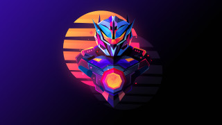 Glowing robot synthwave mecha vector - image of a robot free wallpaper