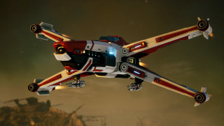 Futuristic vehicle flying sky clouds - star citizen halo free wallpaper