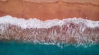 Red beach waves blue water - blue water free wallpaper