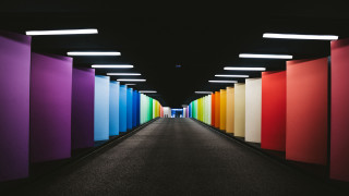 Long hallway colorful walls lights - a long hallway free wallpaper
