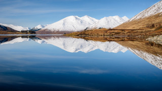 Mountain range reflection snowy lake - david paton free wallpaper