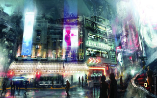 Neon city street night cyberpunk - neon free wallpaper for desktop