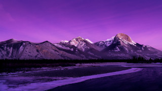 Purple sky mountain river snowy - the middle free wallpaper