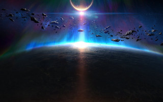 Planet halo light space aurora - a view of a planet free wallpaper