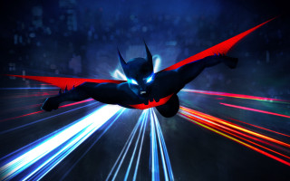 Man batman flying glowing car - dark night free wallpaper
