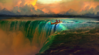 Man in boat ocean waves - in the ocean free wallpaper