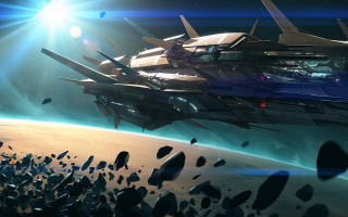 Sci fi spaceship planet space - over a planet in space free wallpaper