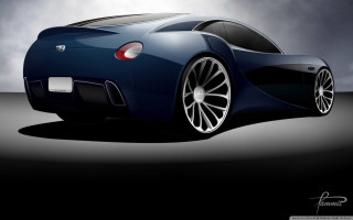 Blue sports car black background - matte drawing free wallpaper