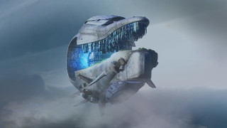 Futuristic ship alien head sky - a giant alien free wallpaper