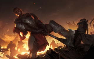 Armor sword fire battle embers - other man free wallpaper