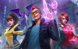 Neon sign group magic heroes - a neon sign free wallpaper for desktop