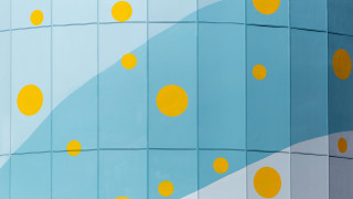 Yellow dots blue background white - white stripe free wallpaper