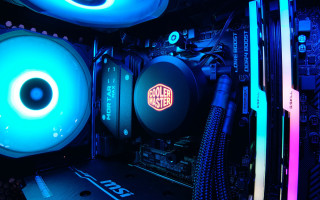 Cyberpunk computer glowing rgb fake - a computer free wallpaper for desktop