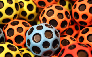 Colorful balls market stall 3d - hole free wallpaper