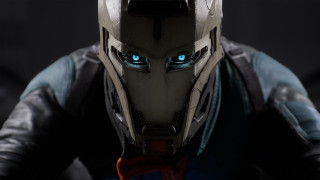 Man suit blue eyes helmet - unreal engine 5 free wallpaper for desktop
