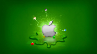 Apple logo green background balloons - graphic design free wallpaper
