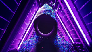 Cyberpunk pipe tunnel aurora city - affinity photo free wallpaper