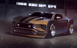 Gold black car fog night - fog free wallpaper