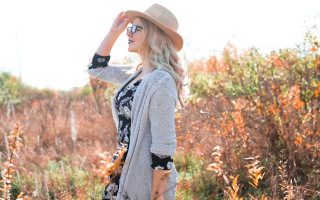 Woman hat cardigan field autumn - autumn free wallpaper