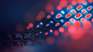 Blue red abstract glowing bokeh - surface and a blurry background free wallpaper