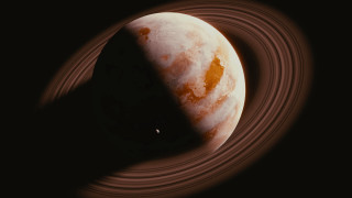 Saturn shadow moon space art - planet free wallpaper